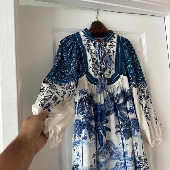 Farm Rio Off-White Palm Tree Beach Mini Dress - Picture 2 of 8